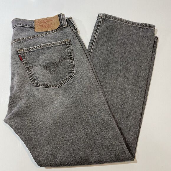 Levis 501 Denim Jeans Mens 34x30 Black Straight Leg Button Fly Red Tab Classic - Picture 2 of 11